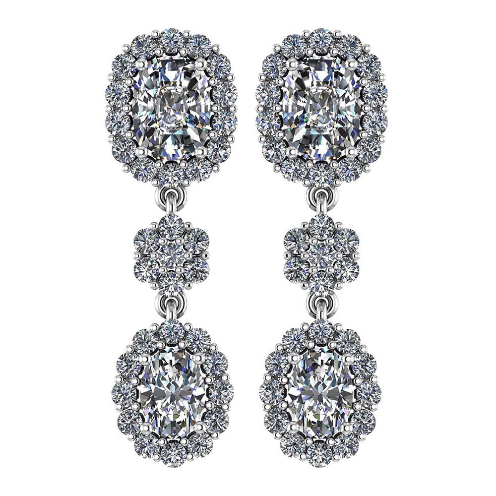 Certified 10.48 Ctw Diamond Hanging stud Earrings For beautiful ladies 18k: Center Stone Weight ; 7.00 Ctw (2 Pcs Chusion) Top Stone Weight: 1.50 Ctw (2 Oval) Diamond Stone Color: White G-H Diamond Stone Clarity: I2/I3 Side Stone Weight :1.98 Ctw Diamond Stone Color: White G-
