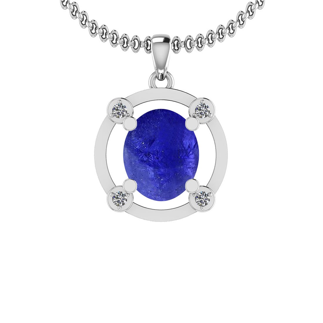 Certified 4.50 Ctw Tanzanite and Diamond I1/I2 14K White Gold Victorian Sty: Color Stone Approx Weight: 4.40 Ctw (1 pcs Oval Cabochon) Center Stone Color: Tanzanite Center Stone Setting: Prong Side Stone Approx Weight: 0.10 Ctw Side Stone Color: J-K Stone Clarity: I1/I2 Stone 
