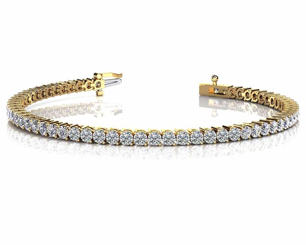 CERTIFIED 14K YELLOW GOLD 8.00 CTW G-H G-H SI2/I1 2 PRONG SET ROUND DIAMOND: CERTIFIED 14K YELLOW GOLD 8.00 CTW G-H G-H SI2/I1 2 PRONG SET ROUND DIAMOND TENNIS BRACELET MADE IN USA #PAPPS21468v6