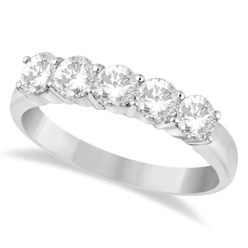 Five Stone Diamond Ring Anniversary Band 14k White Gold 1.00ctw: CENTER STONE; Diamond CENTER STONE CLARITY; SI CENTER STONE COLOR; J-K CENTER STONE SETTING; Prong SIDE STONE CLARITY; SIDE STONE COLOR; SIDE STONE SETTING; ctw OF SIDE STONE: SIDE STONE QUALITY;
