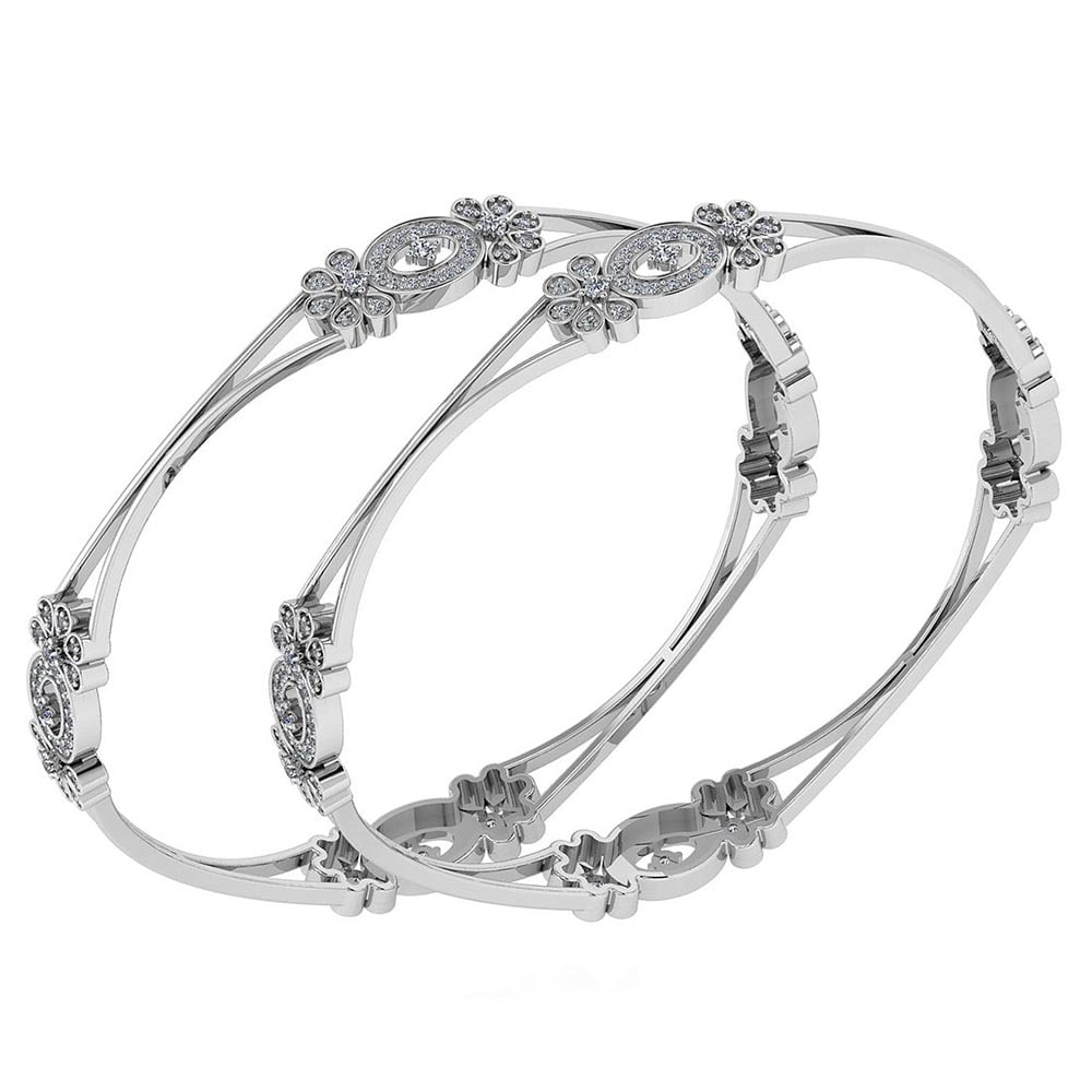 Certified 2.25 Ctw Diamond VS/SI1 Bangles 14K White Gold Made In USA: Center Stone Approx Weight: 2.25 Ctw (216 Pcs Round) Center Stone Color: White G-H Diamond Stone Clarity: VS/SI1 Stone Setting: Prong Metal Approx Weight: 23.10 Gram Bangles Size: 57 mm 224 Inches 14K