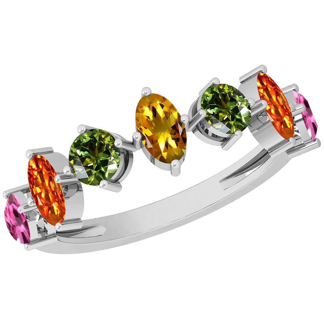 Certified 1.45 Ctw Multi Sapphire 14K White Gold Ring: Center Stone Approx Weight: 1.45 Ctw (Round & Oval) Center Stone Color: Multi Sapphire Center Stone Setting: Prong Metal Approx Weight: 2.40 Gram 14K White Gold Ring Size: 6 #PAPPS12636v7