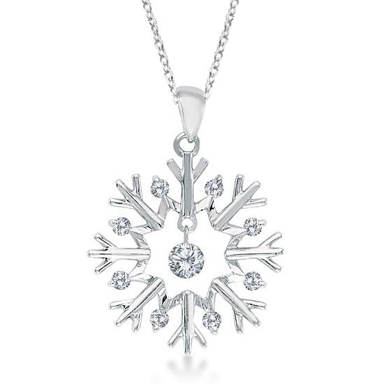 Snowflake Shaped Diamond Pendant Necklace 14k White Gold 0.20ctw: CENTER STONE; Diamond CENTER STONE CLARITY; SI CENTER STONE COLOR; J-K CENTER STONE SETTING; Drilled SIDE STONE CLARITY; SI SIDE STONE COLOR; J-K SIDE STONE SETTING; Prong ctw OF SIDE STONE: SIDE STON