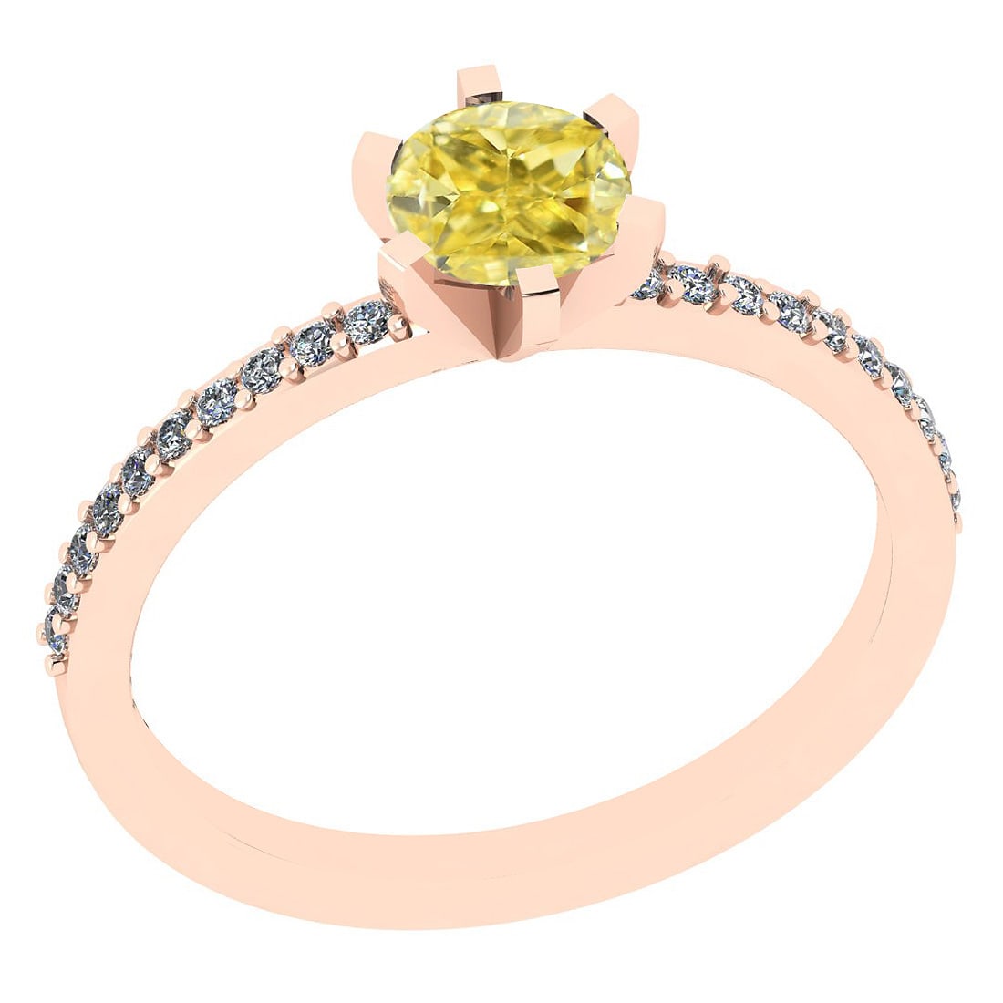Certified 1.04 Ct GIA Certified Natural Fancy Yellow Diamond And White Diam: Center Stone Approx Weight: 0.92 Ctw (1psc Cushion Cut) GIA Certified Center Stone Color: Natural Fancy Yellow Diamond Center Stone Clarity: i3/i3 Stone Setting: Prong Side Stone Approx Weight: 0.12 c