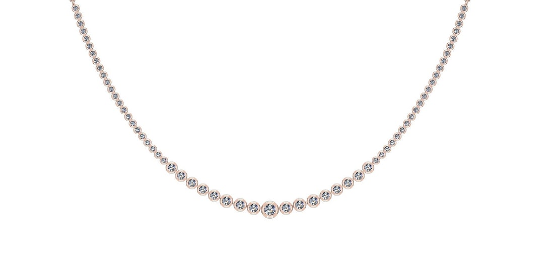 Certified 2.97 Ctw SI2/I1 Diamond 14K Rose Gold Necklace: Center Diamonds Approx Weight: 2.97 Ctw (Round Cut) Center Diamond Color: J-K Center Clarity: SI2/I1 Stone Setting: Bezel Metal Approx Weight: 16.90 Gram 14K Rose Gold Necklace Size-17 Inch