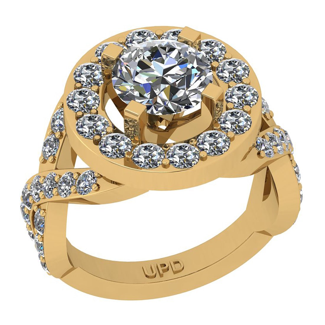 2.40 Ctw SI2/I1 Gia Certified Center Diamond 14K Yellow Gold Engagement Hal: Center Diamond Weight : 1.60 Ctw ( Round Cut GIA Certified ) Center Diamond Color :-J-K Center Stone Setting : Prong Center Clarity : SI2/I1 Side Stone Weight Of Ctw 0.80 Ctw Side Stone Color : J-K