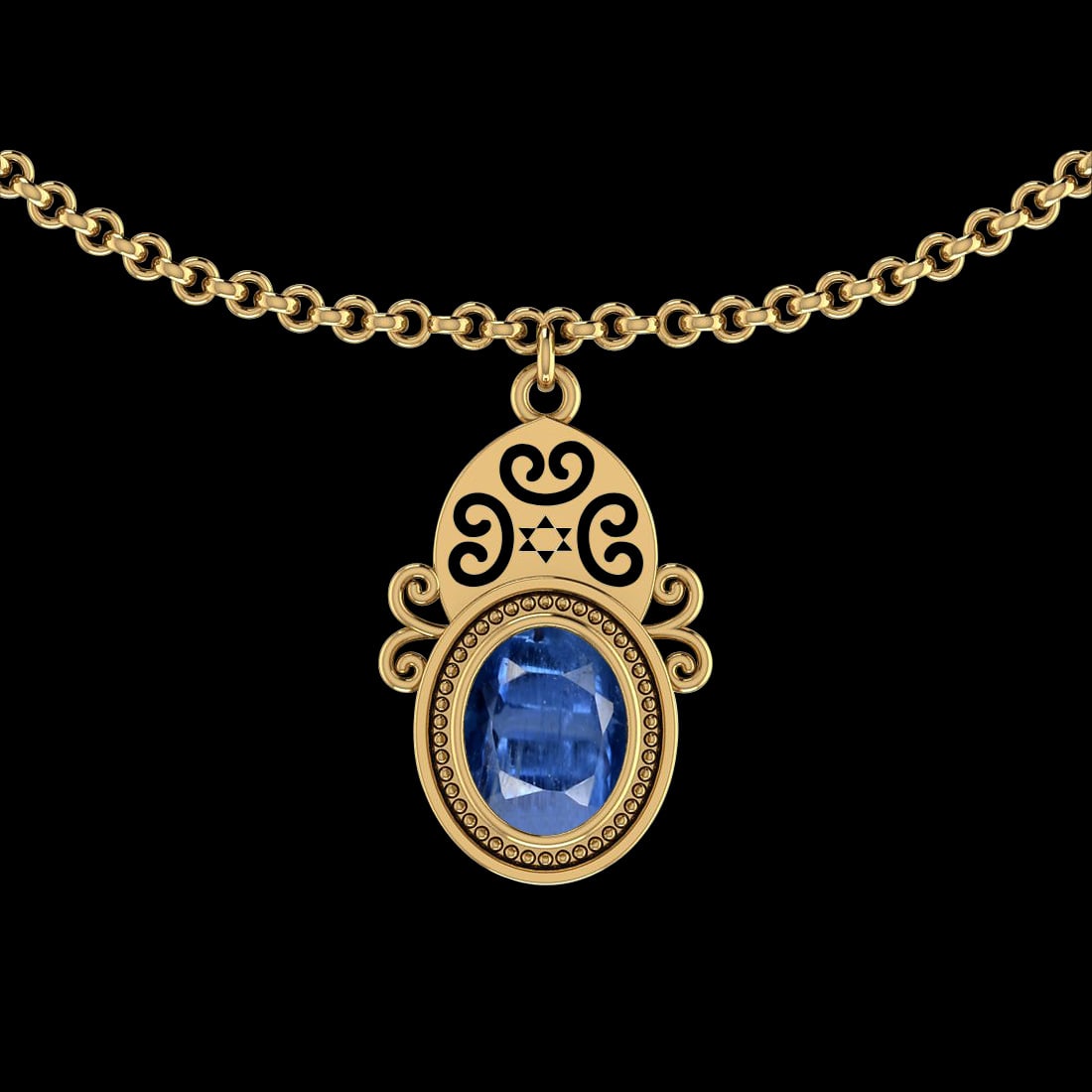 Certfied 0.75 Ctw Kyanite 14K Yellow Gold Necklace: Color Stone Weight : 0.75 Ctw (1Psc Oval) Center Stone Color : Kyanite Center Stone Setting : Bezel Metal Weight : Approx 3.00 Gram 14K Yellow Gold Necklace #PAPPS57750v7