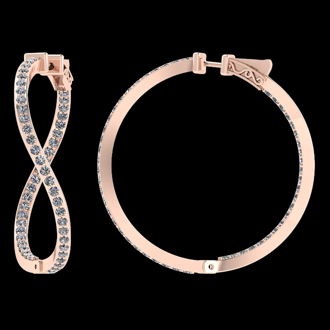 2.22 Ctw i2/i3 Diamond 14K Rose Gold Hoop Earrings: Center Diamond Weight : 2.22 Ctw (Round Cut) Center Diamond Color :- J-K Center Clarity : i2/i3 Stone Setting : Prong Metal Weight : Approx 8.20 Gram 14K Rose Gold Hoop Earrings Size:-1.50Inch MJ3288-