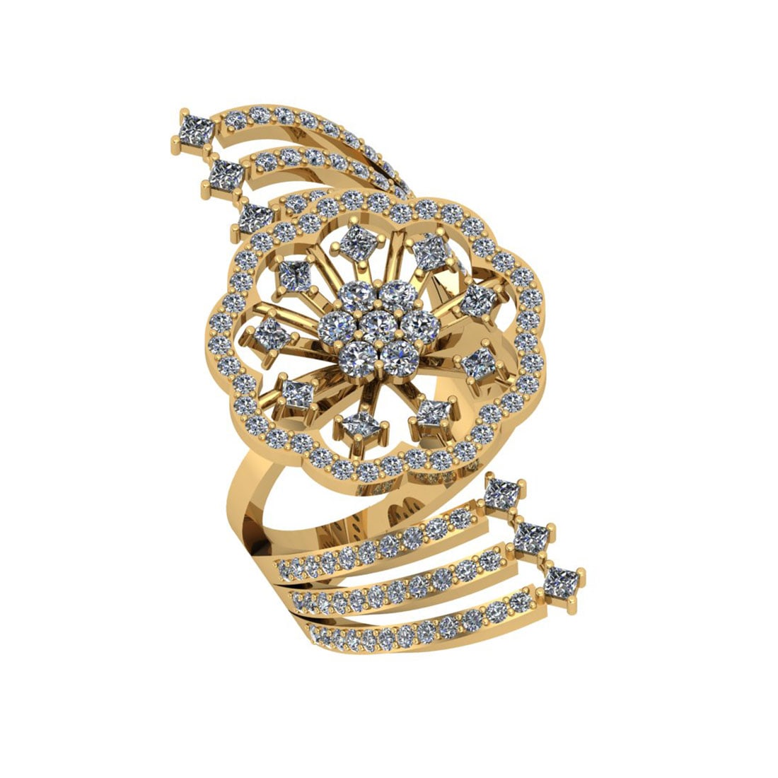 2.85 Ctw SI2/I1 Diamond 14K Yellow Gold Bypass Engagement Ring: Total Diamond Weight : 2.85 Ctw (Round & Princess Cut) Color : J-K Setting : Prong Stone Clarity : SI2/I1 Metal Weight : Approx 12.50 Gram 14K Yellow Gold Bypass Engagement Ring Current Ring Size-8 #P