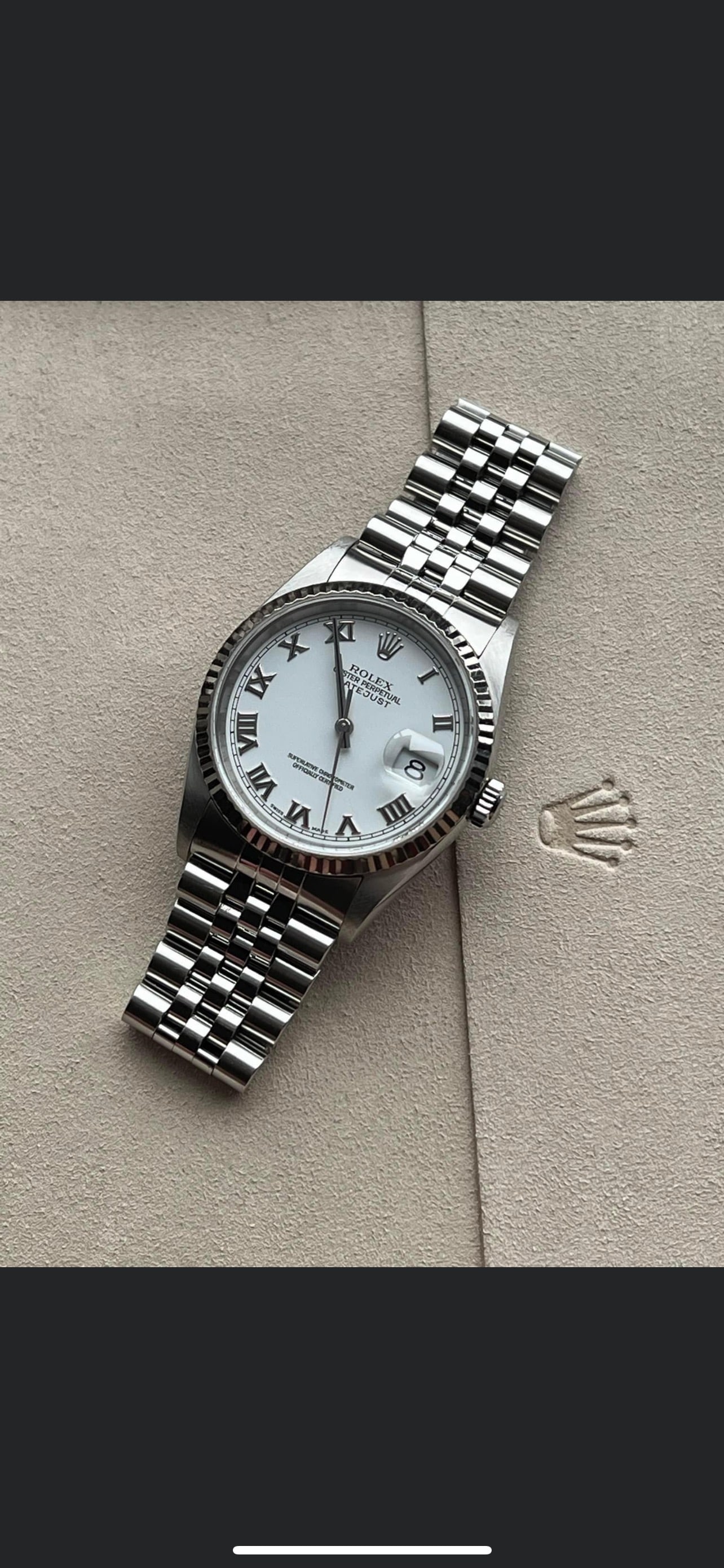 USED 36 MM ROMAN NUMERAL ROLEX DATEJUST IN EXCELLENT CONDITION COMES WITH B: USED 36 MM ROMAN NUMERAL ROLEX DATEJUST IN EXCELLENT CONDITION COMES WITH BOX & APPRAISAL #PAPPS10649v8