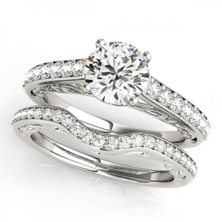 CERTIFIED 18KT WHITE GOLD 1.42 CTW J-K/VS-SI1 DIAMOND BRIDAL SET: CERTIFIED 18KT WHITE GOLD 1.42 CTW J-K/VS-SI1 DIAMOND BRIDAL SET (CENTER STONE DIAMOND 1.00 CTWW J-K/VS-SI1) please request ring size upon payment #PAPPS86731v3