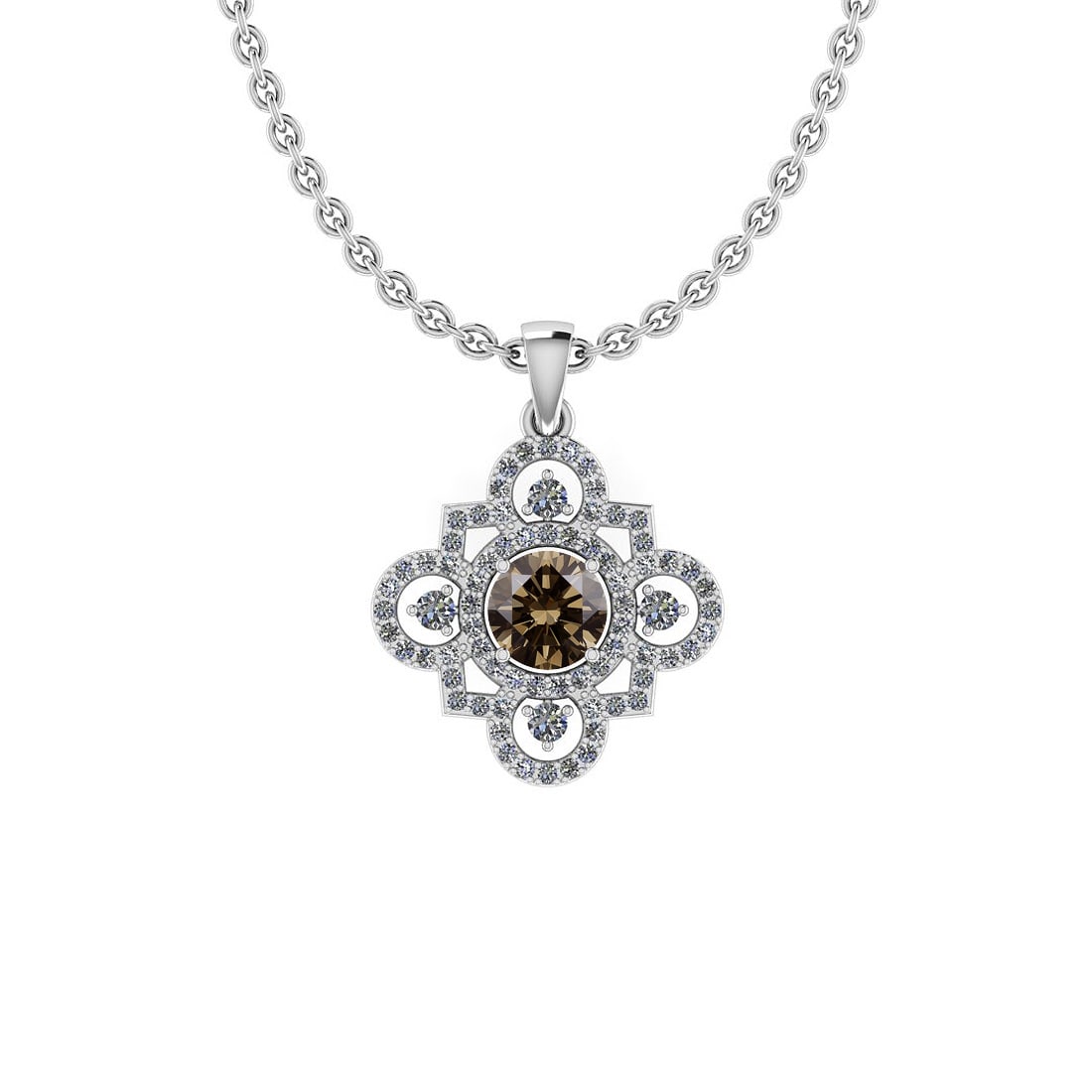 Certified 1.51 Ctw SI2/I1 Natural Fancy Brown And White Diamond Style Prong