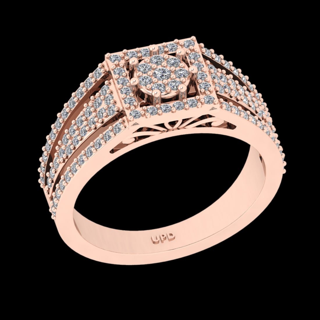 0.85 Ctw VS/SI1 Diamond 18k Rose Gold Cluster Engagement Ring