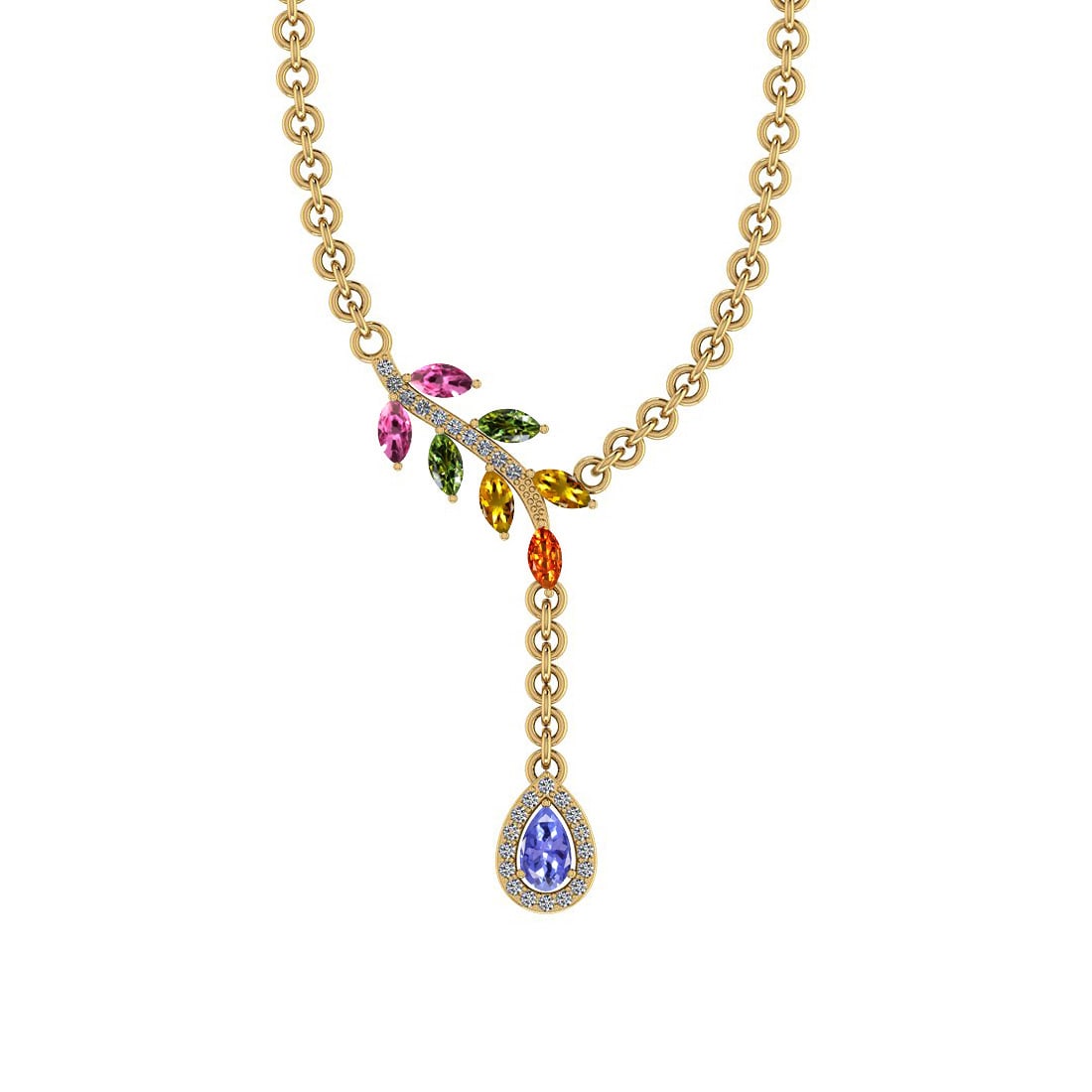 Certified 1.13 Ctw I2/I3 Multi Sapphire, tanzanite And Diamond 10K Yellow G: Multi Stone Approx Weight: 1.00 Ctw (Marquise& Pear Cut) Multi Stone Color: Sapphire tanzanite Center Setting: Prong Side Stone 0.13 ctw Side Stone Color: J-K Side Stone Setting: Prong Side Stone Clar
