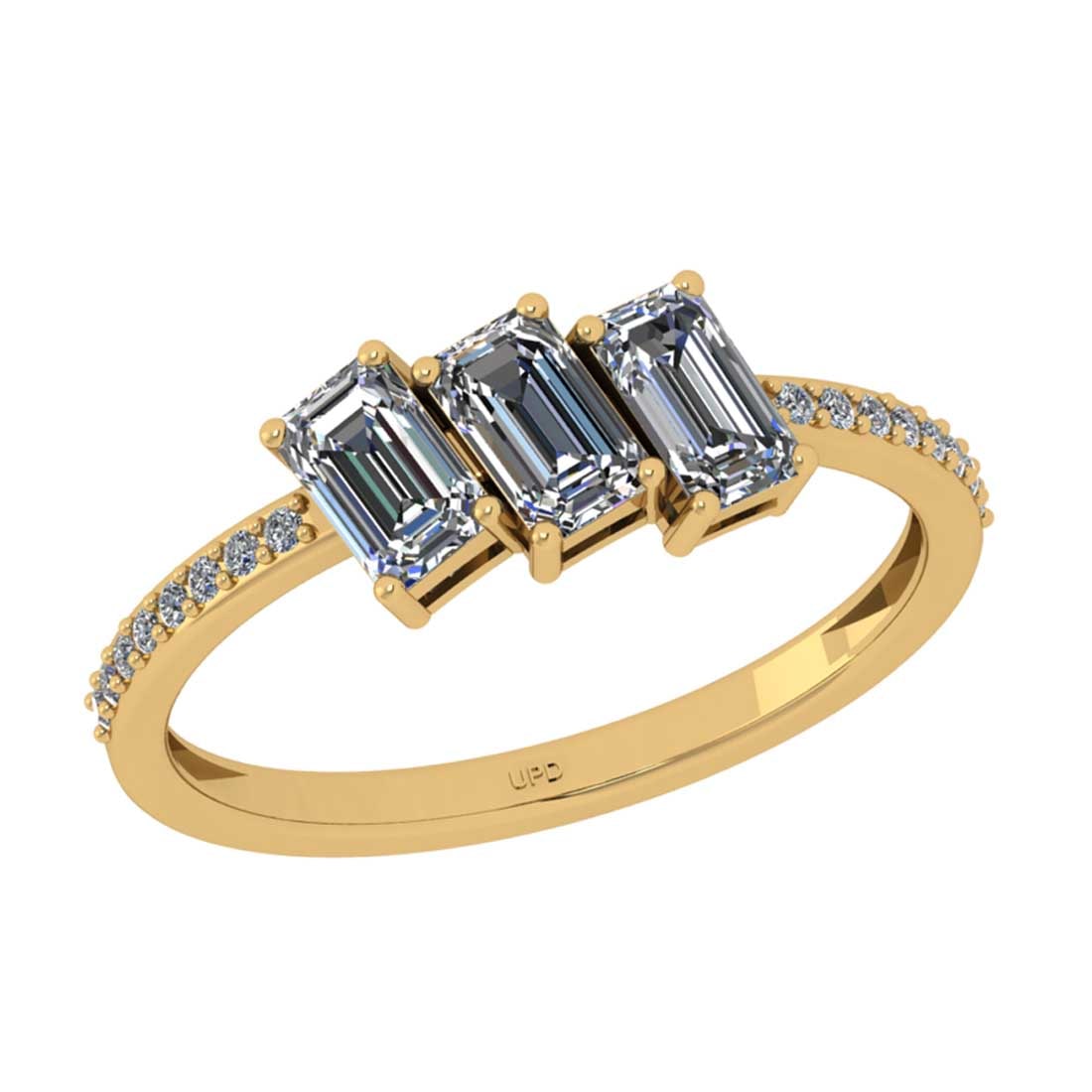 0.83 Ctw SI2/I1 Diamond 18K Yellow Gold Engagement Ring: Center Diamond Weight : 0.75 Ctw ( Emerald Cut) Center Diamond Color :-J -K Center Stone Setting : Prong Clarity : SI2/I1 Total Weight Of Ctw 0.08 Ctw Color : J -K Clarity : SI2/I1 Stone Setting : Pro