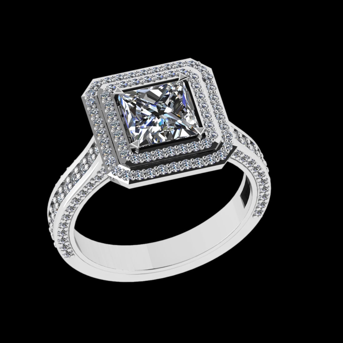 1.79 Ctw VS/SI1 Diamond 18k White Gold Engagment Ring