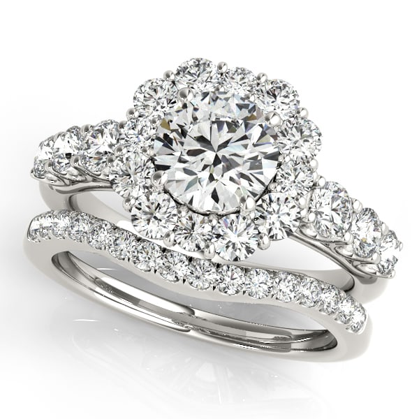 Certified 1.80 Ctw SI2/I1 Diamond 14K White Gold Vintage Style Wedding Set: Center Diamond Approx Weight: 1.00 Ctw (Round Cut) Center Color: J-K Center Stone Clarity: SI2/I1 Center Stone Setting: Prong Side Stone 0.80 Ctw Side Stone Color: J-K Stone Clarity: SI2/I1 Stone
