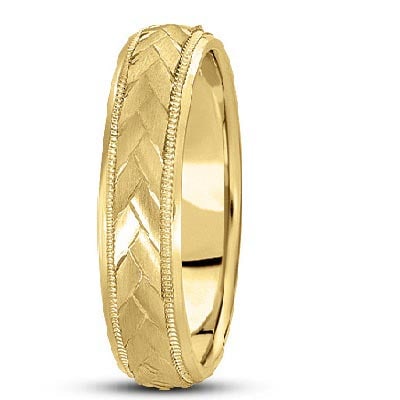 Braided Mens Wedding Ring Diamond Cut Band 14k Yellow Gold 5 mm (1 of 1)