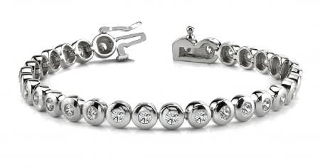 14KT WHITE GOLD 1 CTW G-H SI2/SI3 BEZEL SET DIAMOND TENNIS BRACELET: 14KT WHITE GOLD 1 CTW G-H SI2/SI3 BEZEL SET DIAMOND TENNIS BRACELET #PAPPS20258v5