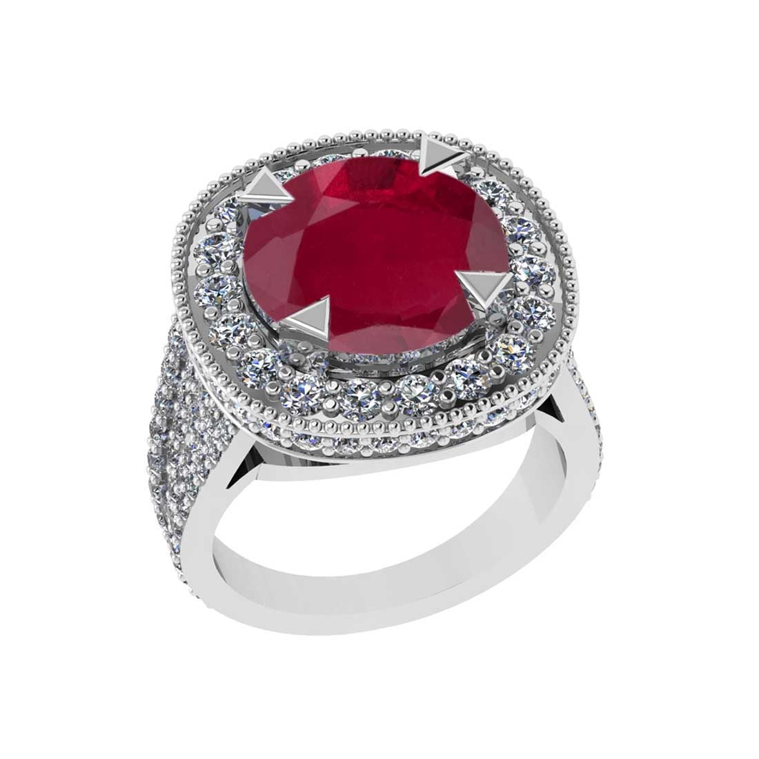 5.47 Ctw SI2/I1 Ruby and Diamond 14K White Gold Engagement Halo Ring