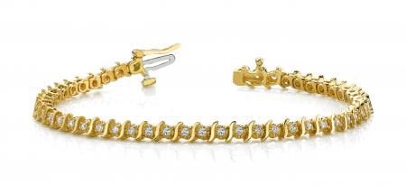 14KT YELLOW GOLD 1 CTW G-H VS2/SI1 CLASSIC ILLUSION S DIAMOND TENNIS BRACEL: 14KT YELLOW GOLD 1 CTW G-H VS2/SI1 CLASSIC ILLUSION S DIAMOND TENNIS BRACELET #PAPPS20119v5