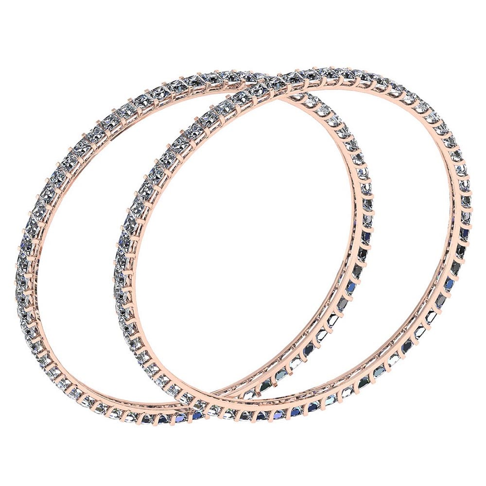Certified 12.40 Ctw Diamond VS/SI1 Bangles 14K Rose Gold Made In USA