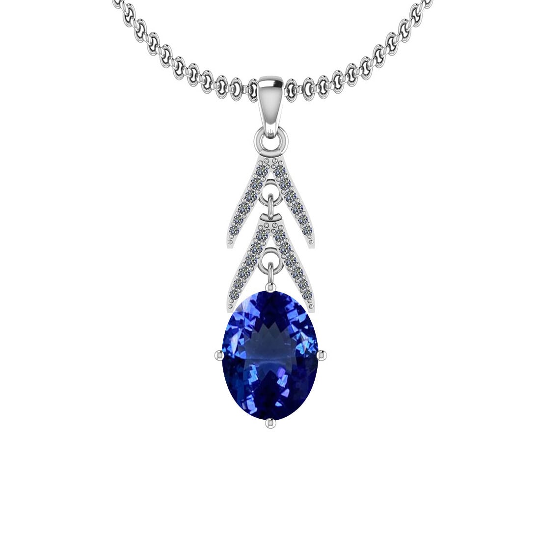 Certified 3.77 Ctw VS/SI1 Tanzanite And Diamond Platinum Pendent