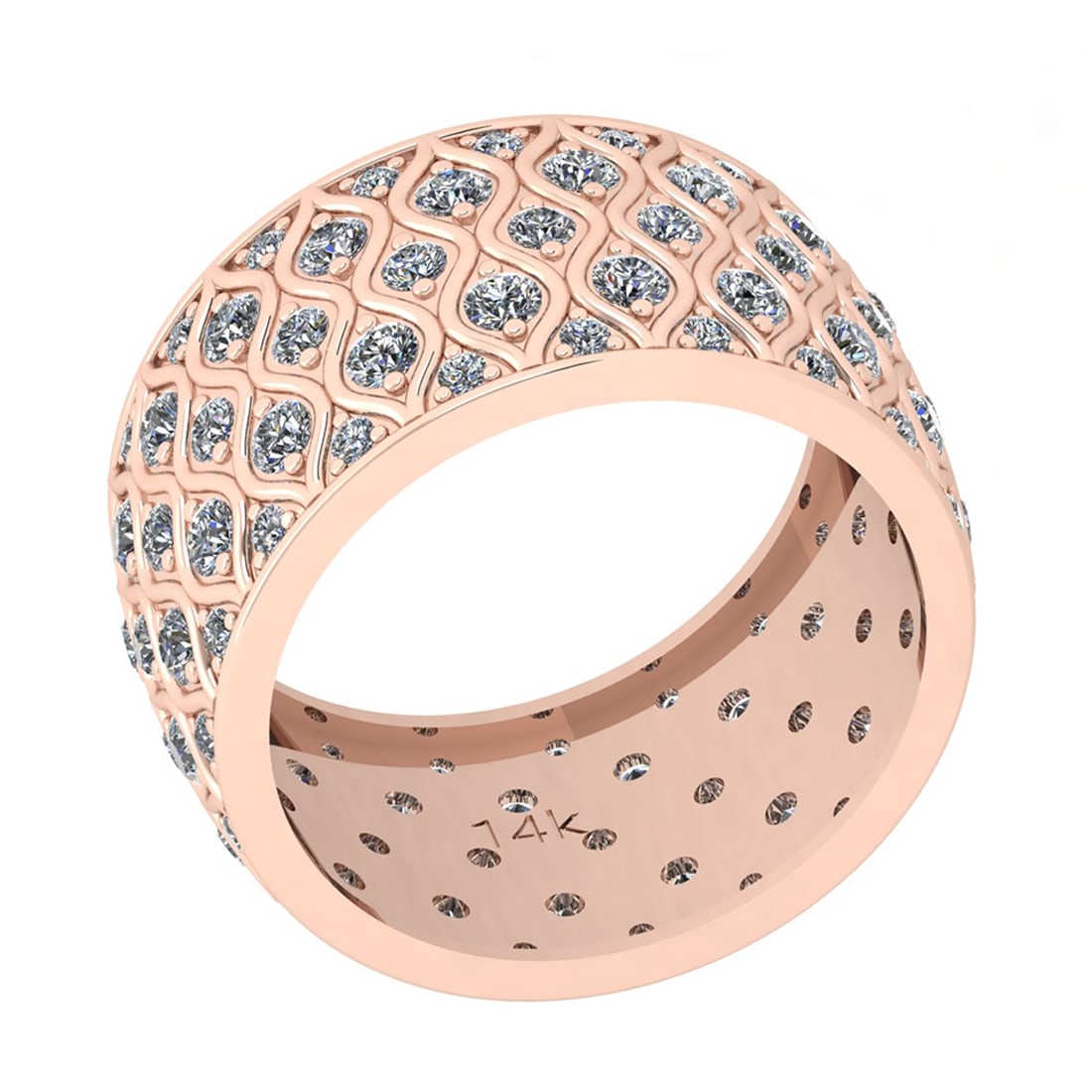 3.17 Ctw Si2/i1 Diamond 14K Rose Gold Men s Engagement Band Ring