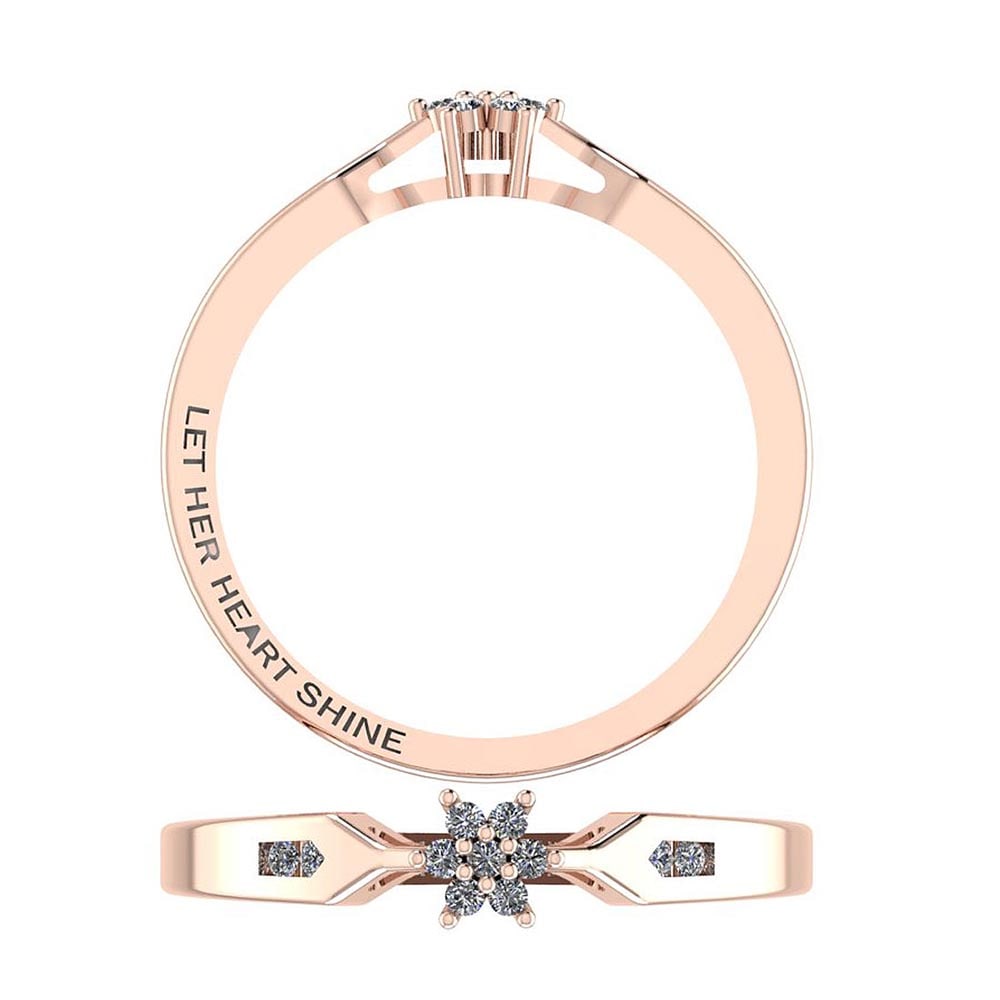 Certified 0.11 Ctw Diamond SI1/SI2 Valentine Collection Free Engraved Ring
