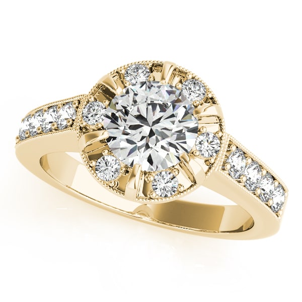 Certified 0.90 Ctw SI2/I1 Diamond 14K Yellow Gold Wedding Set Ring (1 of 1)