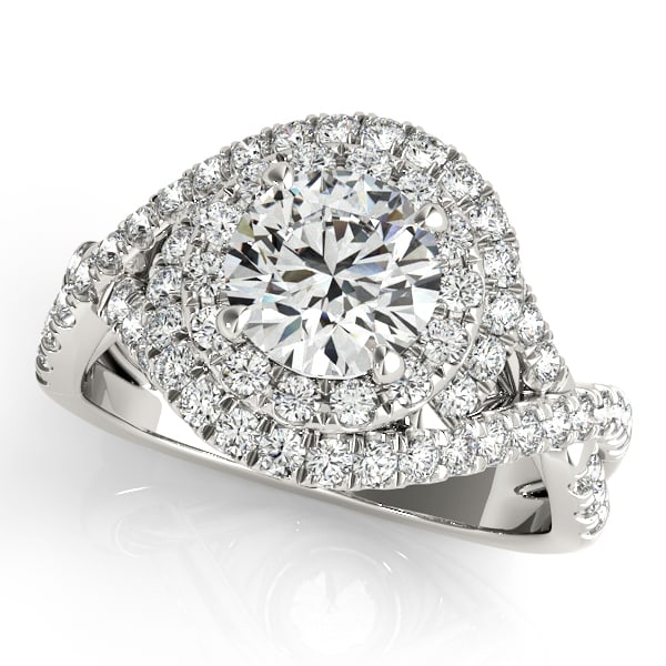 Certified 1.55 Ctw SI2/I1 Diamond 14K White Gold Engagement Halo Ring