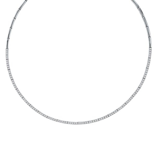 Diamond Tennis Choker Necklace in 14k White Gold 2.31ctw: CENTER STONE; Diamond CENTER STONE CLARITY; SI CENTER STONE COLOR; J-K CENTER STONE SETTING; Prong SIDE STONE CLARITY; SIDE STONE COLOR; SIDE STONE SETTING; ctw OF SIDE STONE: SIDE STONE QUALITY; #PAP
