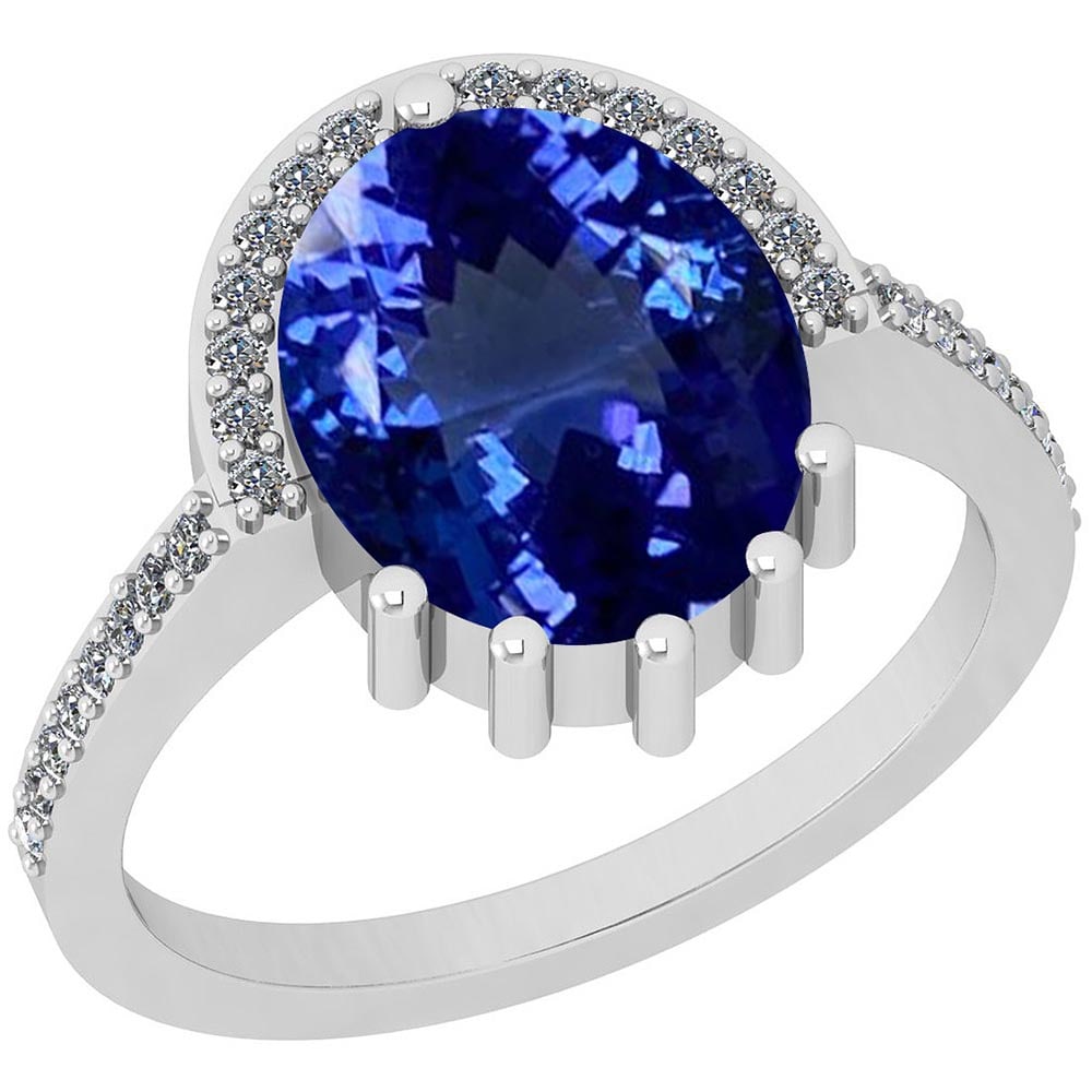 Certified 3.24 Ctw VS/SI1 Tanzanite and Diamond 14K White Gold Vintage Styl: Color Stone Approx Weight: 3.02 Ctw (1 pcs Oval) Center Stone Color: Tanzanite Center Stone Setting: Prong Side Stone Approx Weight: 0.22 Ctw Side Stone Color: G-H Stone Clarity: VS/SI1 Stone Setting: