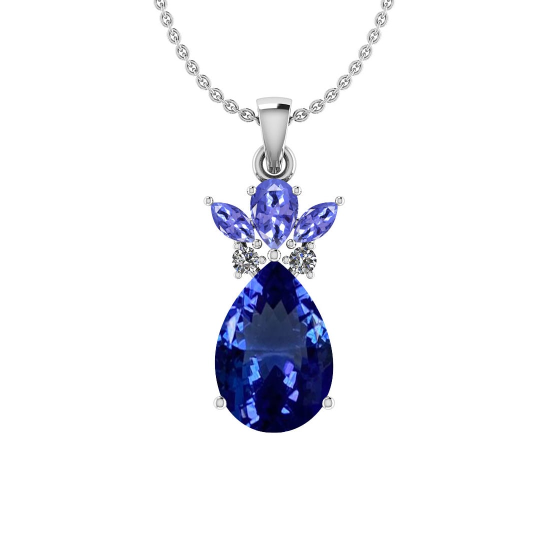 Certified 3.31 Ctw VS/SI1 Tanzanite,Garnet And Diamond 14K White Gold Penda