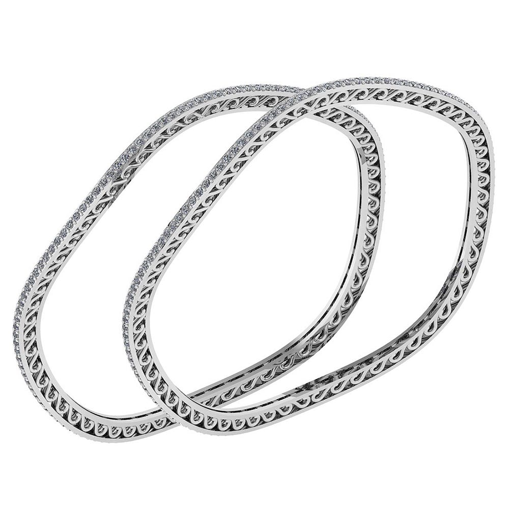 Certified 3.47 Ctw Diamond VS/SI1 Bangles 14K White Gold Made In USA: Center Stone Approx Weight: 3.47 Ctw (248 Pcs Round) Center Stone Color: White G-H Diamond Stone Clarity: VS/SI1 Stone Setting: Pave Metal Approx Weight: 17.20 Gram Bangles Size: 57 mm 224 Inches 14K 