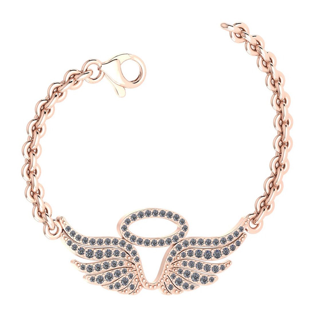 0.46 Ctw SI2/I1 Diamond Style Prong Set 18K Rose Gold Charm Bracelet
