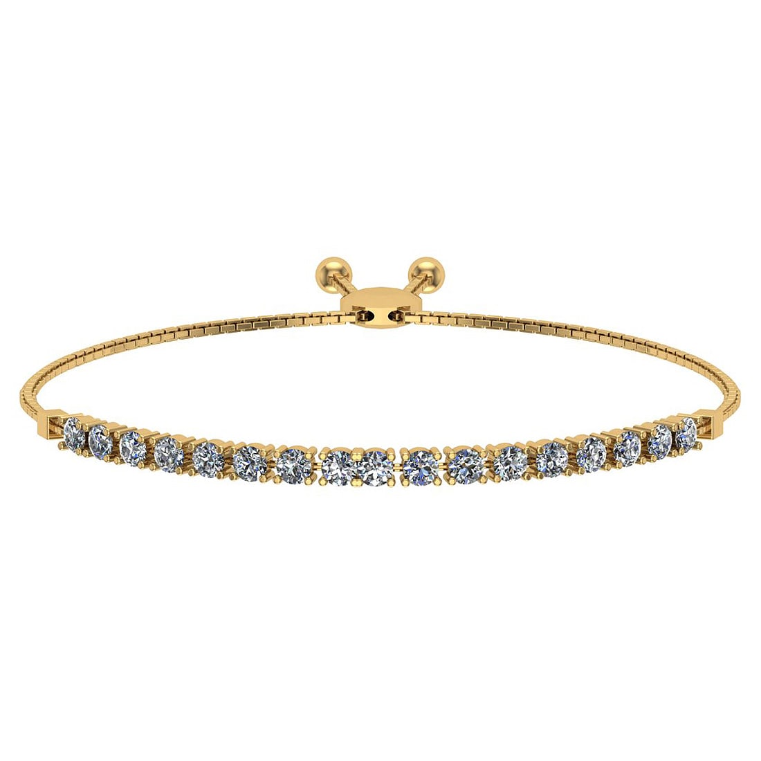 0.52 Ctw SI2/I1 Diamond Prong Set 14K Yellow Gold Slide Bracelet