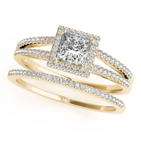 Certified 0.85 Ctw SI2/I1 Diamond 14K Yellow Gold Bridal Wedding Halo Ring (1 of 1)