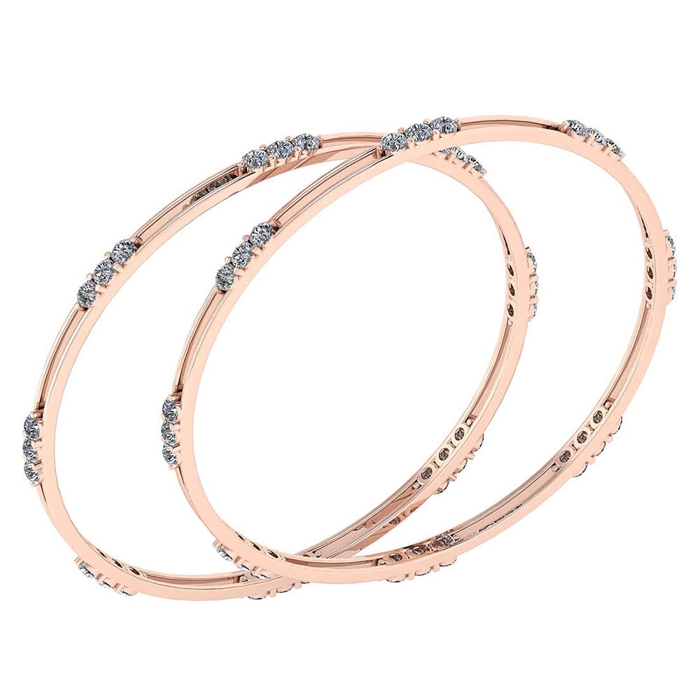 Certified 4.80 Ctw Diamond VS/SI1 Bangles 14K Rose Gold Made In USA: Center Stone Approx Weight: 4.80 Ctw (48 Pcs Round) Center Stone Color: White G-H Diamond Stone Clarity: VS/SI1 Stone Setting: Prong Metal Approx Weight: 21.80 Gram Bangles Size: 57 mm 225 Inches 14K 