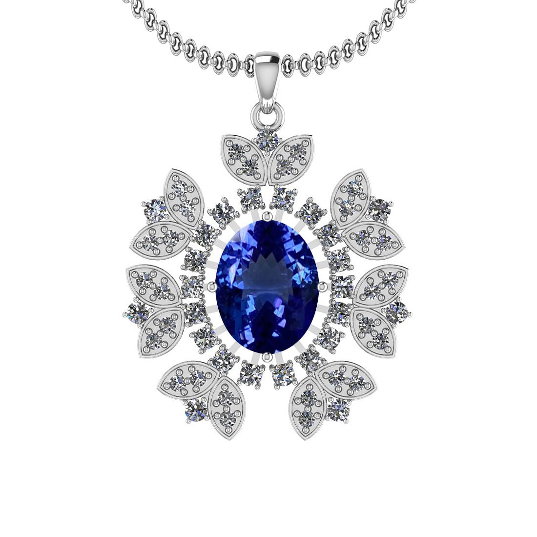 Certified 6.26 Ctw VS/SI1 Tanzanite And Diamond Platinum Pendent