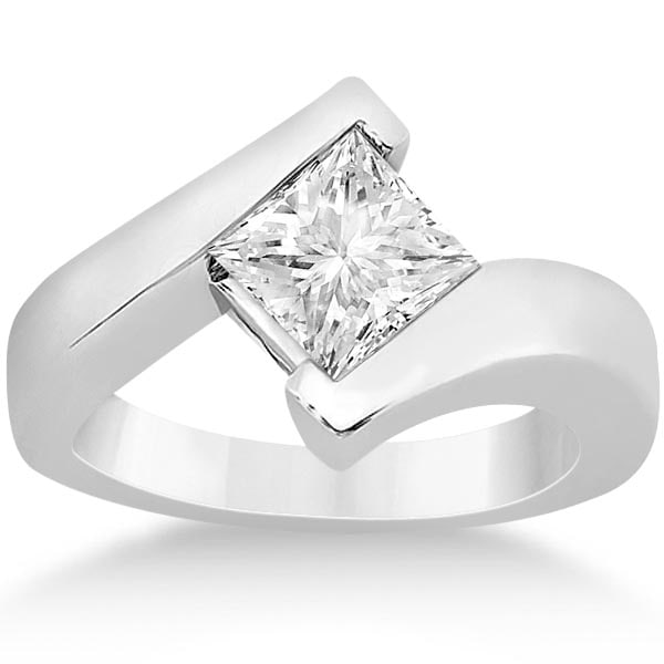 1.00 CTW Princess Cut Tension Set Engagement Ring Setting 14k White Gold