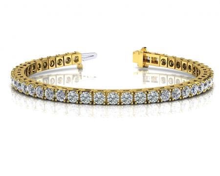 CERTIFIED 14K YELLOW GOLD 10 CTW G-H SI2/I1 CLASSIC FOUR PRONG DIAMOND TENN