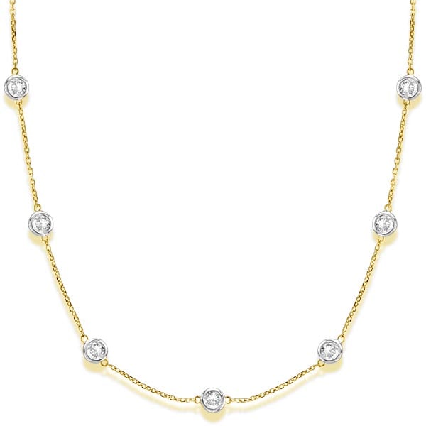 Station Bezel-Set Necklace in 14k Two Tone Gold 3.00ctw