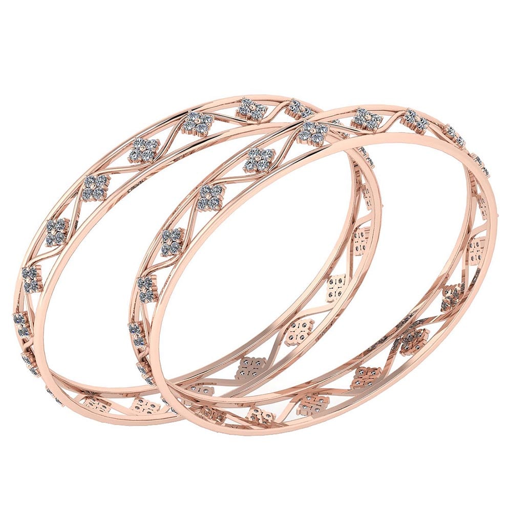 Certified 4.80 Ctw Diamond VS/SI1 Bangles 14K Rose Gold Made In USA