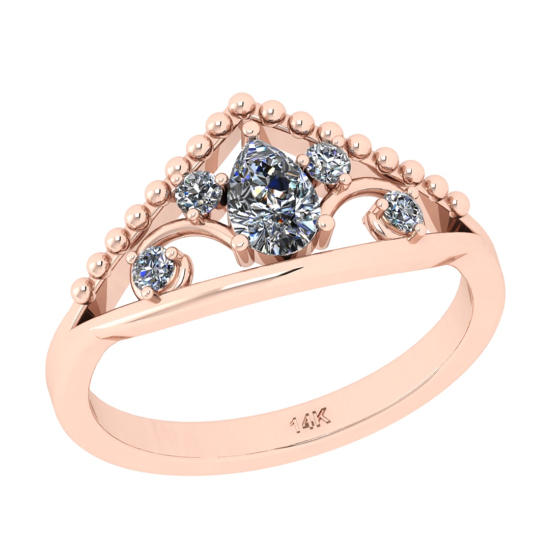 0.64 Ctw SI2/I1 Diamond 14K Rose Gold Promises Ring