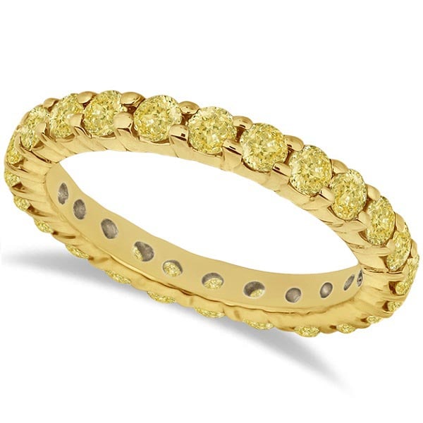 Fancy Yellow Canary Diamond Eternity Band 14k Yellow Gold 2.00ctw: CENTER STONE; Diamond CENTER STONE CLARITY; SI CENTER STONE COLOR; Yellow CENTER STONE SETTING; Prong SIDE STONE CLARITY; SIDE STONE COLOR; SIDE STONE SETTING; ctw OF SIDE STONE: SIDE STONE QUALITY; #