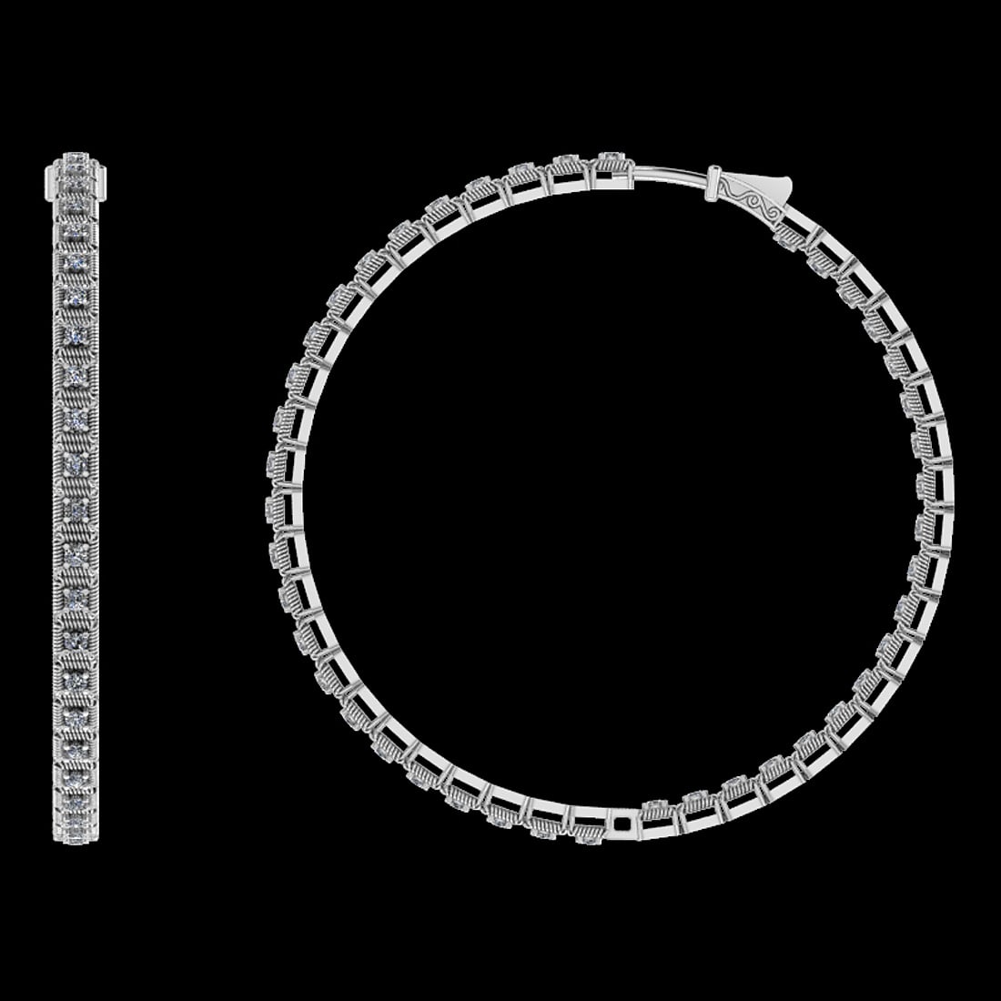 0.42 Ctw i2/i3 Diamond 14K White Gold Hoop Earrings: Center Diamond Weight : 0.42 Ctw (Round Cut) Center Diamond Color :- J-K Center Clarity : i2/i3 Stone Setting : Prong Metal Weight : Approx 7.50 Gram 14K White Gold Hoop Earrings Size 1.15Inch F166-1M