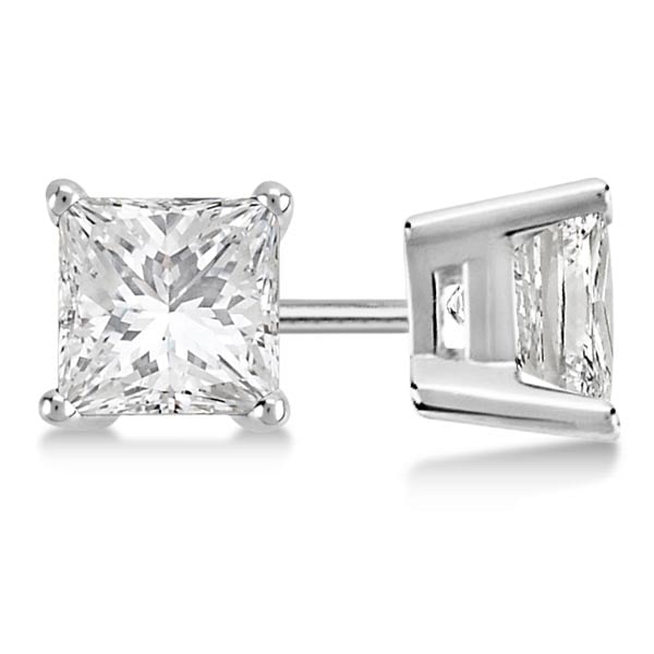 1.00ctw. Princess Diamond Stud Earrings Platinum J-K, SI1-SI2: CENTER STONE; Diamond CENTER STONE CLARITY; SI1-SI2 CENTER STONE COLOR; J-K CENTER STONE SETTING; Prong SIDE STONE CLARITY; SIDE STONE COLOR; SIDE STONE SETTING; ctw OF SIDE STONE: SIDE STONE QUALITY;
