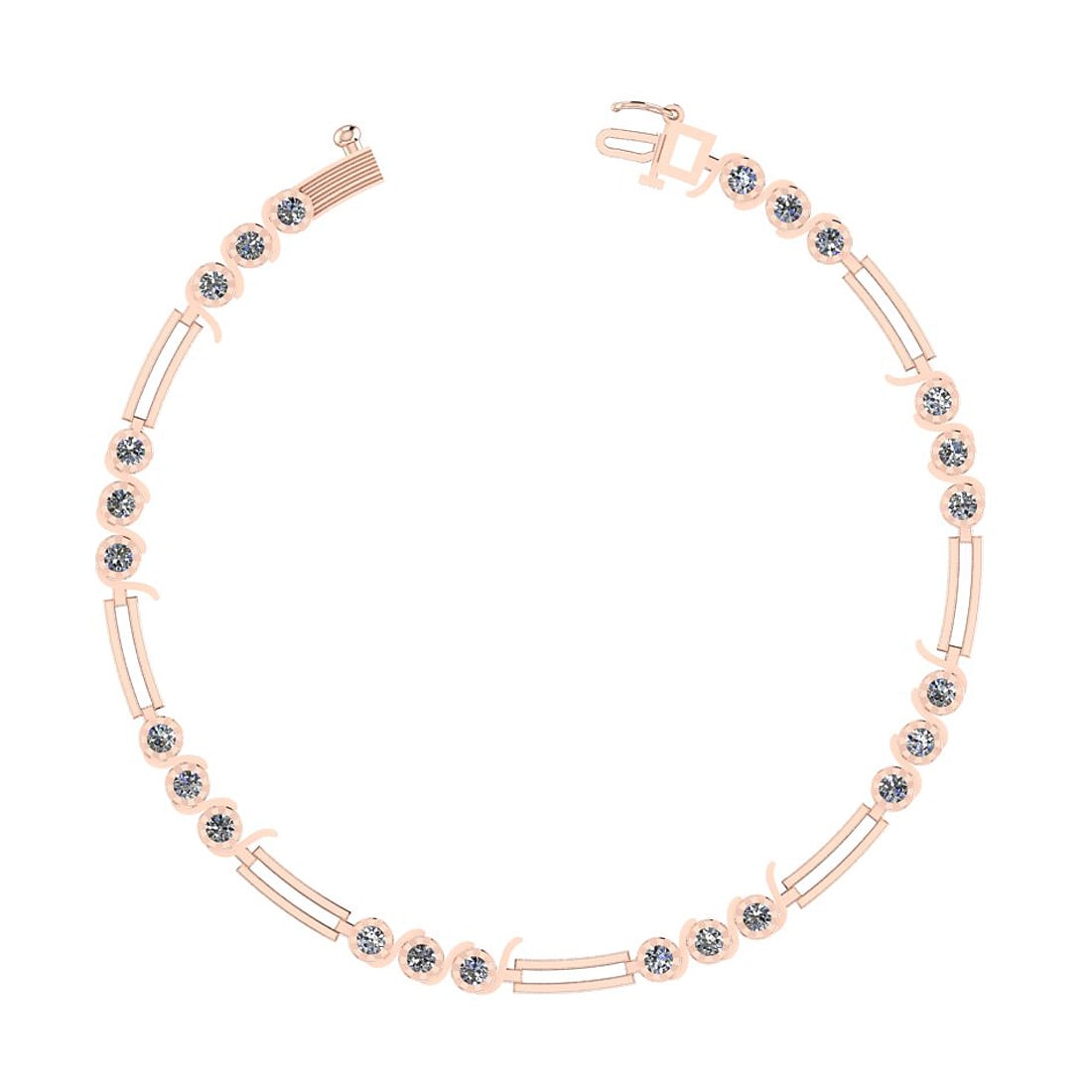 1.08 Ctw SI2/I1 Diamond 14K Rose Gold Bracelet