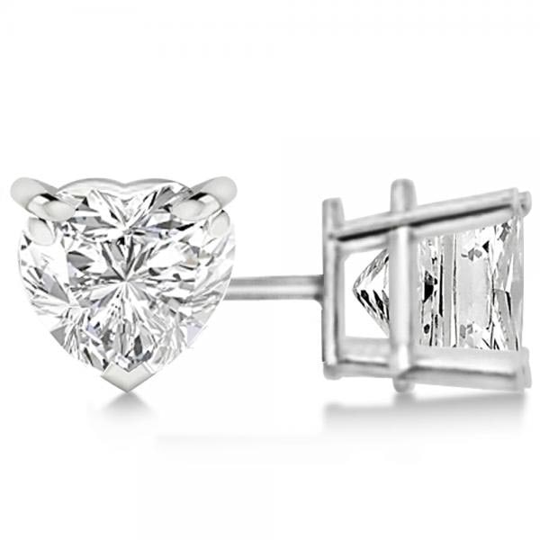 0.50ctw Heart-Cut Diamond Stud Earrings 14kt White Gold J-K, SI1-SI2: CENTER STONE; Diamond CENTER STONE CLARITY; SI1-SI2 CENTER STONE COLOR; J-K CENTER STONE SETTING; Prong SIDE STONE CLARITY; SIDE STONE COLOR; SIDE STONE SETTING; ctw OF SIDE STONE: SIDE STONE